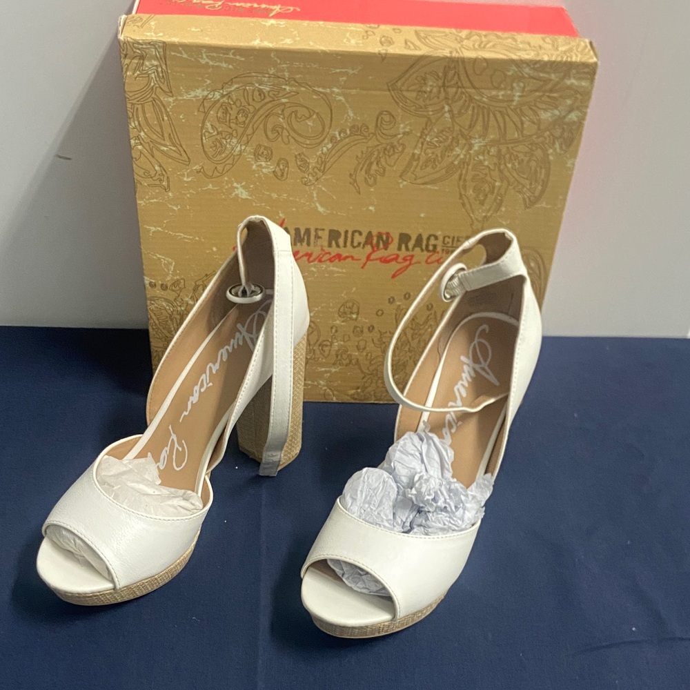American Rag Women's Cream Peep Toe Heels